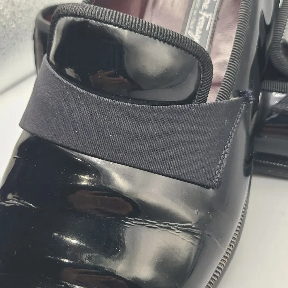 Salvatore Ferragamo Bryden Banded black patent Tuxedo Loafer Size 9.5 D Used